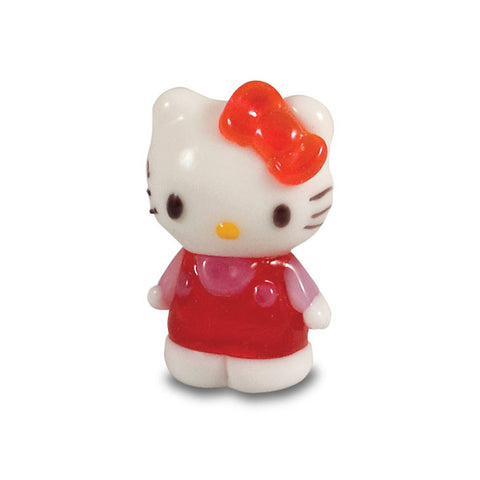 Hello Kitty - Red Dress, Yellow Shirt, Standing Collectible Miniature Glass Figurine in Tynies Collector's Frame