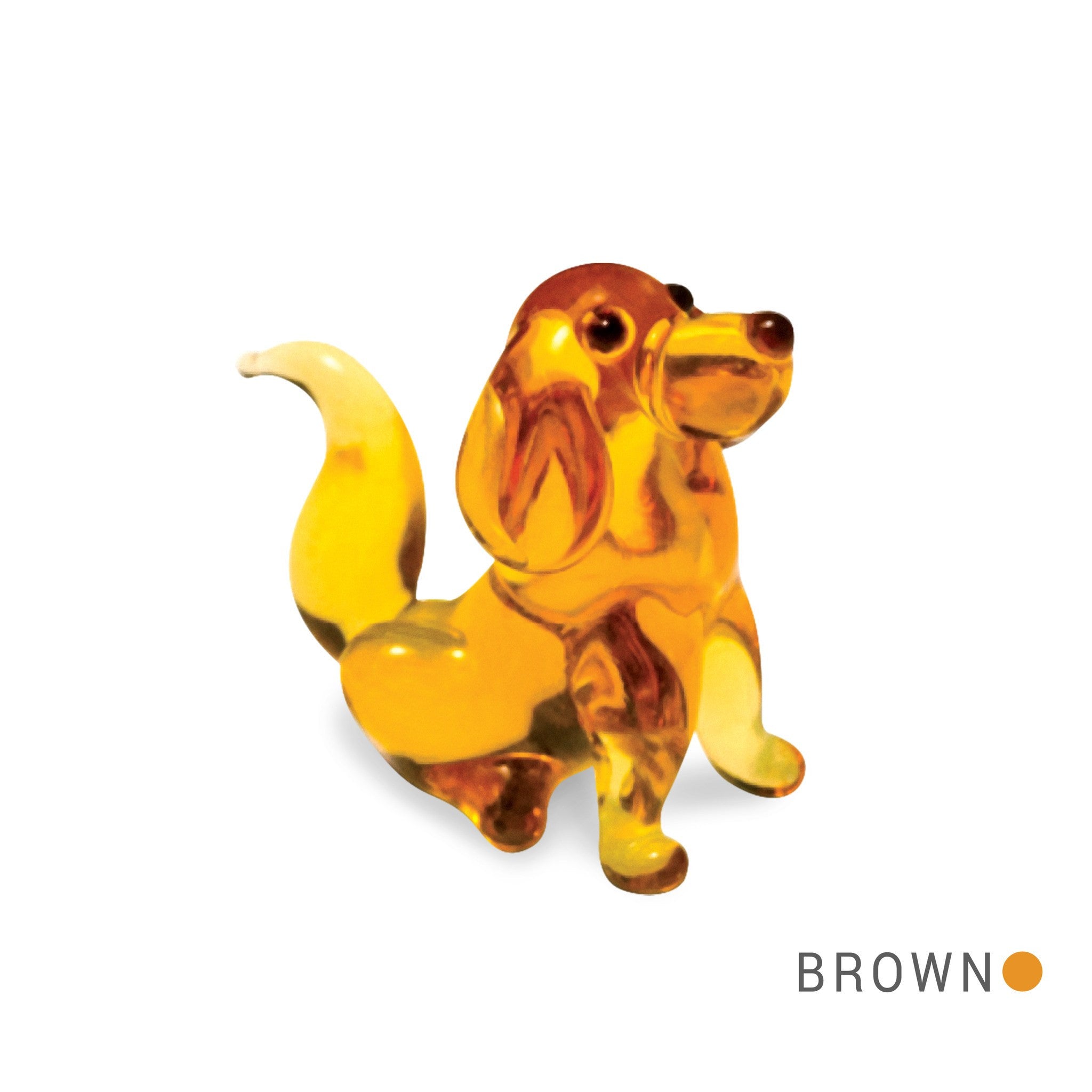 Ruf the Golden Retriever Dog Collectible Miniature Glass Figurine in Tynies Collector's Frame
