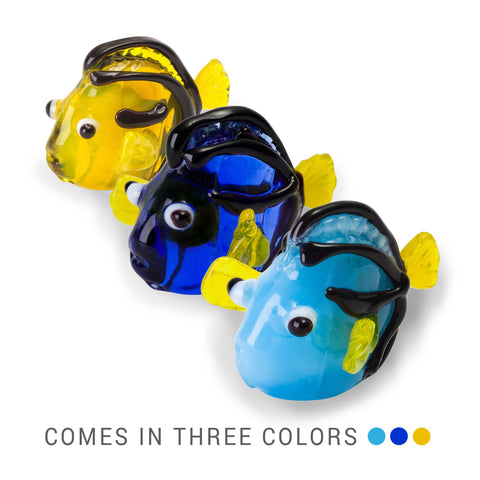 DORA the Blue Hippo Tang Fish (in Tynies Collector's Frame) Miniature glass figurines 